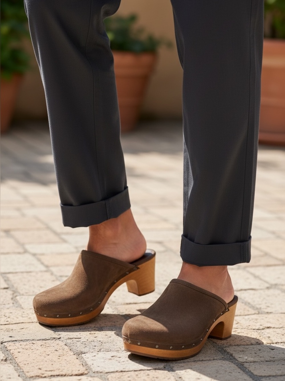UGGS Kassi Heel Mule Clogs Studs Brown Suede Women’s Shoes SZ 10 US 41 EU